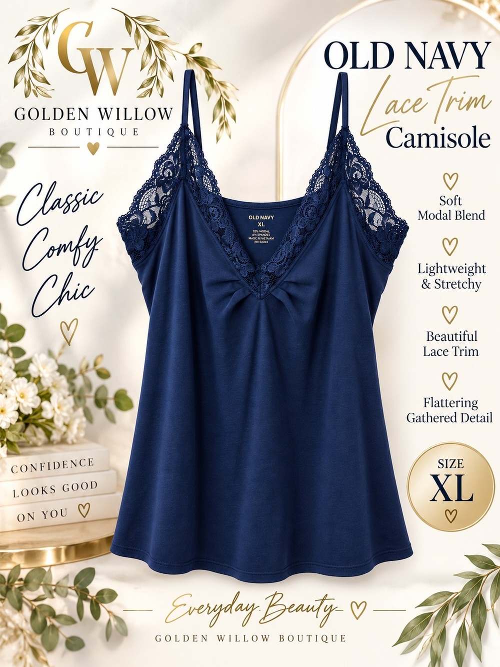 Old Navy Navy Lace-Trim Camisole - Classic V-Neck